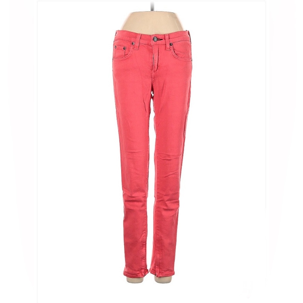 Rag & Bone Pink Skinny Leg Jeans with Ankle Zipper, 25